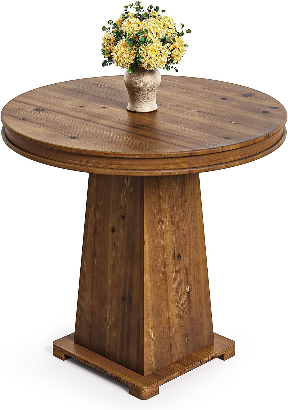LITTLE TREE Solid Wood Round Dining Table, 31.5" Small Kitchen Table for...