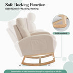 Rocking Chair Nursery, Modern Upholstered Glider Rocker with Side Pocket, High Backrest Padded Seat Accent Armchair for Living Room, Nursery, Bedroom