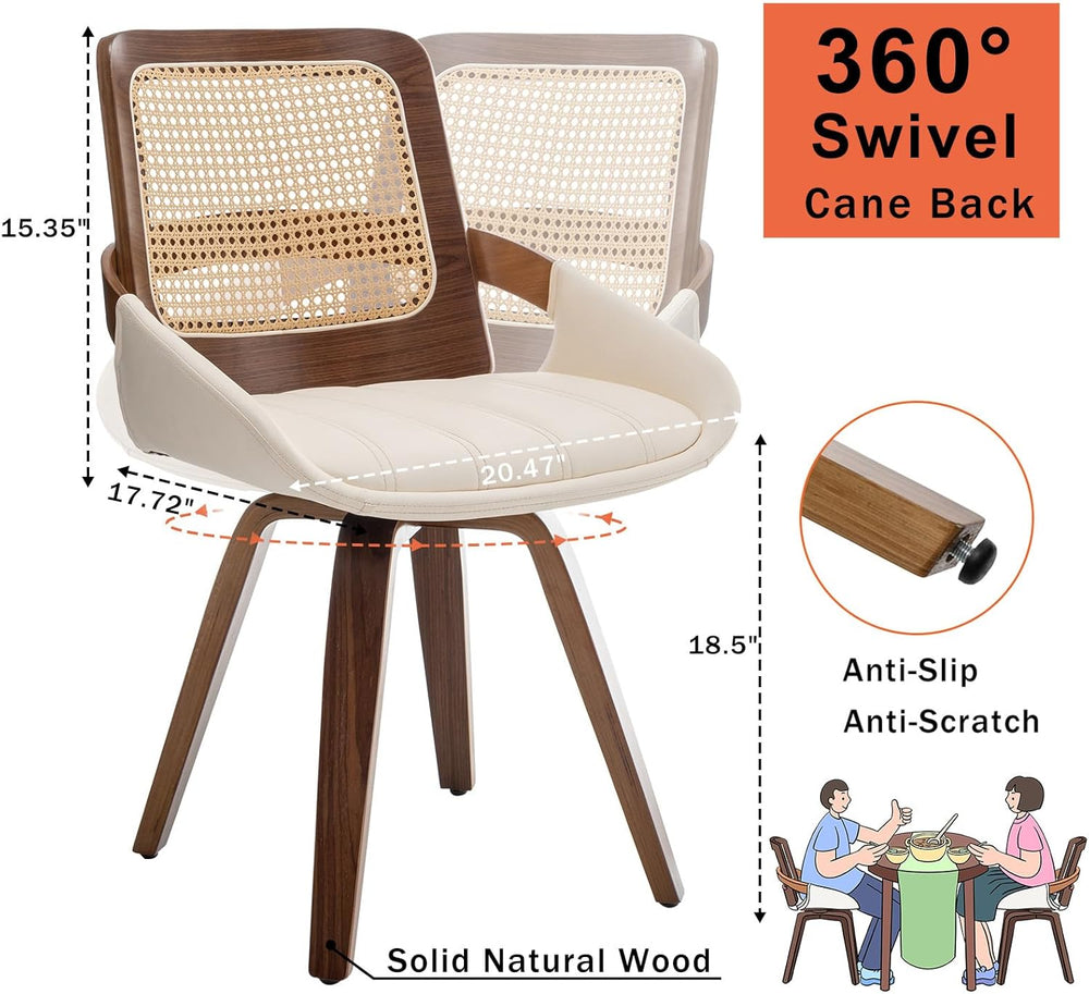 Set of 2 Swivel Dining Chairs - Kitchen Swivel Chairs with Bentwood Frame wit...
