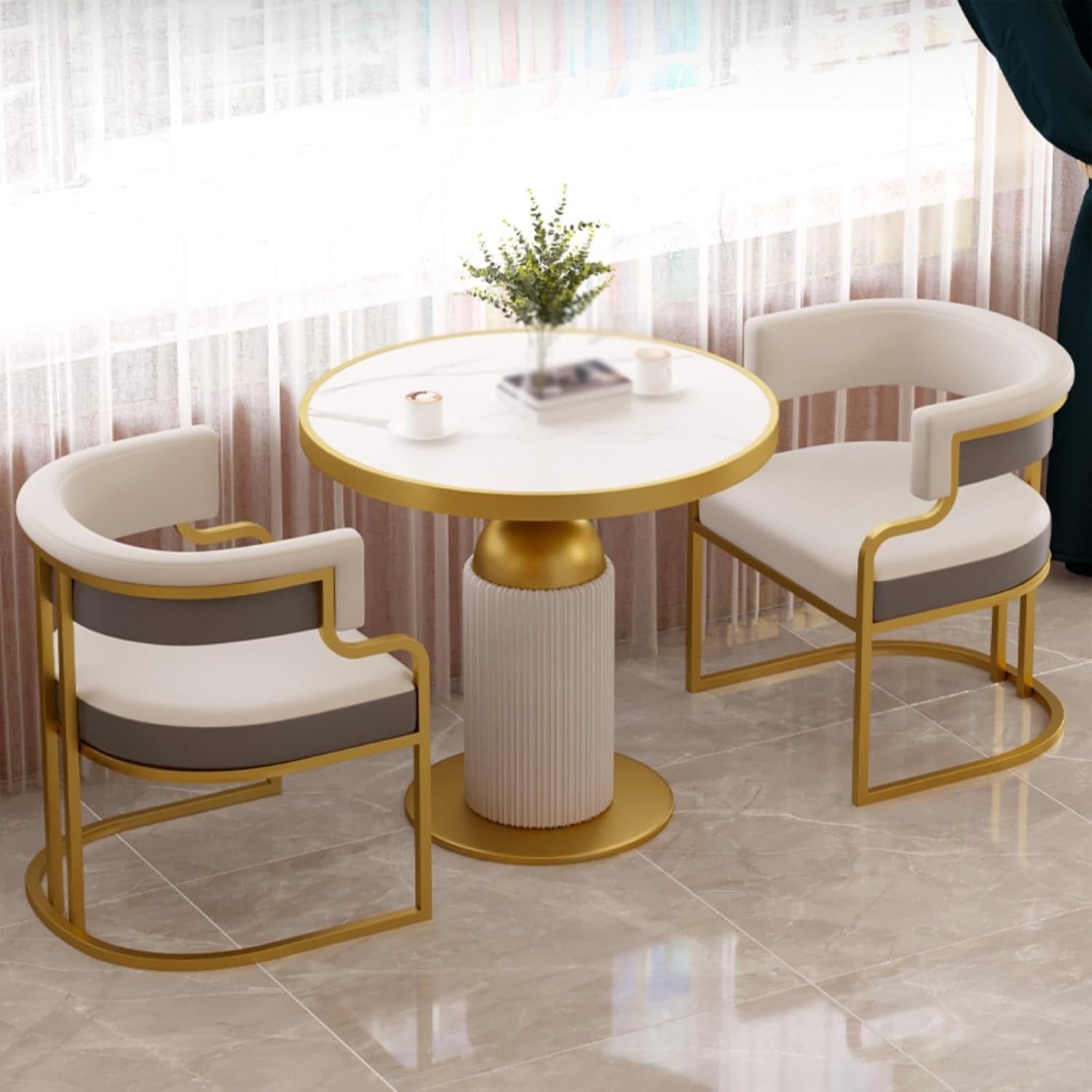Work Vanity Chair, Low Back Computer Chair, Commercial Stainless Steel Stool, Bar Stool, Comfortable Upholstered, for Bedroom Patio Party Event(Rice White+Dark Grey)