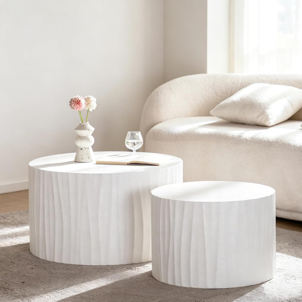 Modern Round Nesting Coffee Table Set of 2, Side Tables for Living Room