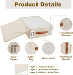 Bed Sheet Organizer 4 Pack - No Insects Entry Sheet Organizers and Storage with Zipper, Label, Handle, Window, Linen Closet Organizers and Storage for Sheet Set, Clothing, Duvet Covers, Blanket