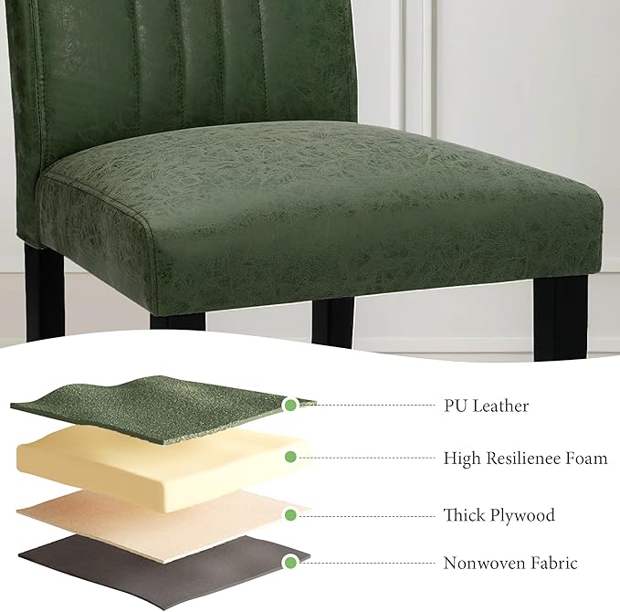 VECELO Upholstered Dining Chairs Set of 4, Modern PU Leather and Solid Wood L...
