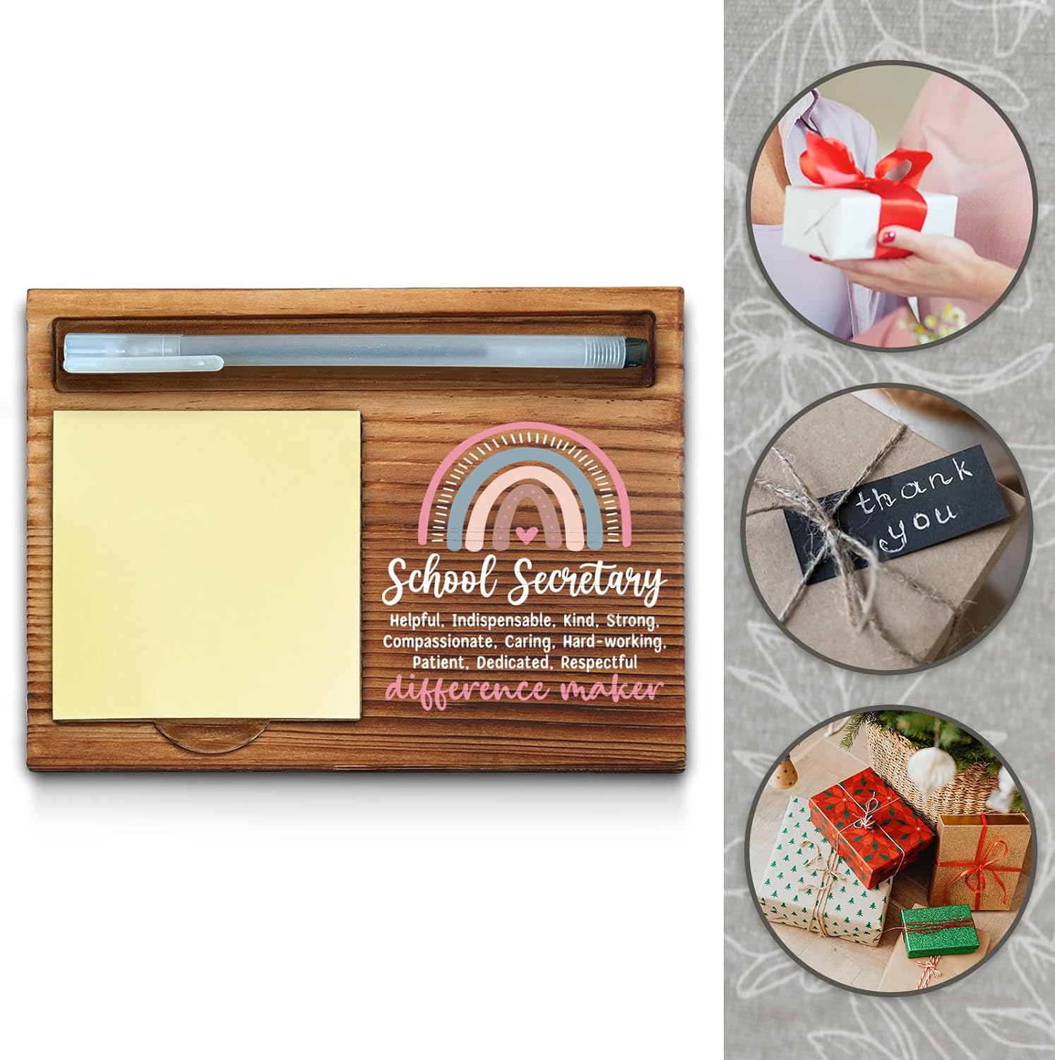 School Secretary Sticky Note Holder, School Secretary Thank You Appreciation Gifts for Women Self-Stick Note Pad Holders WPP17