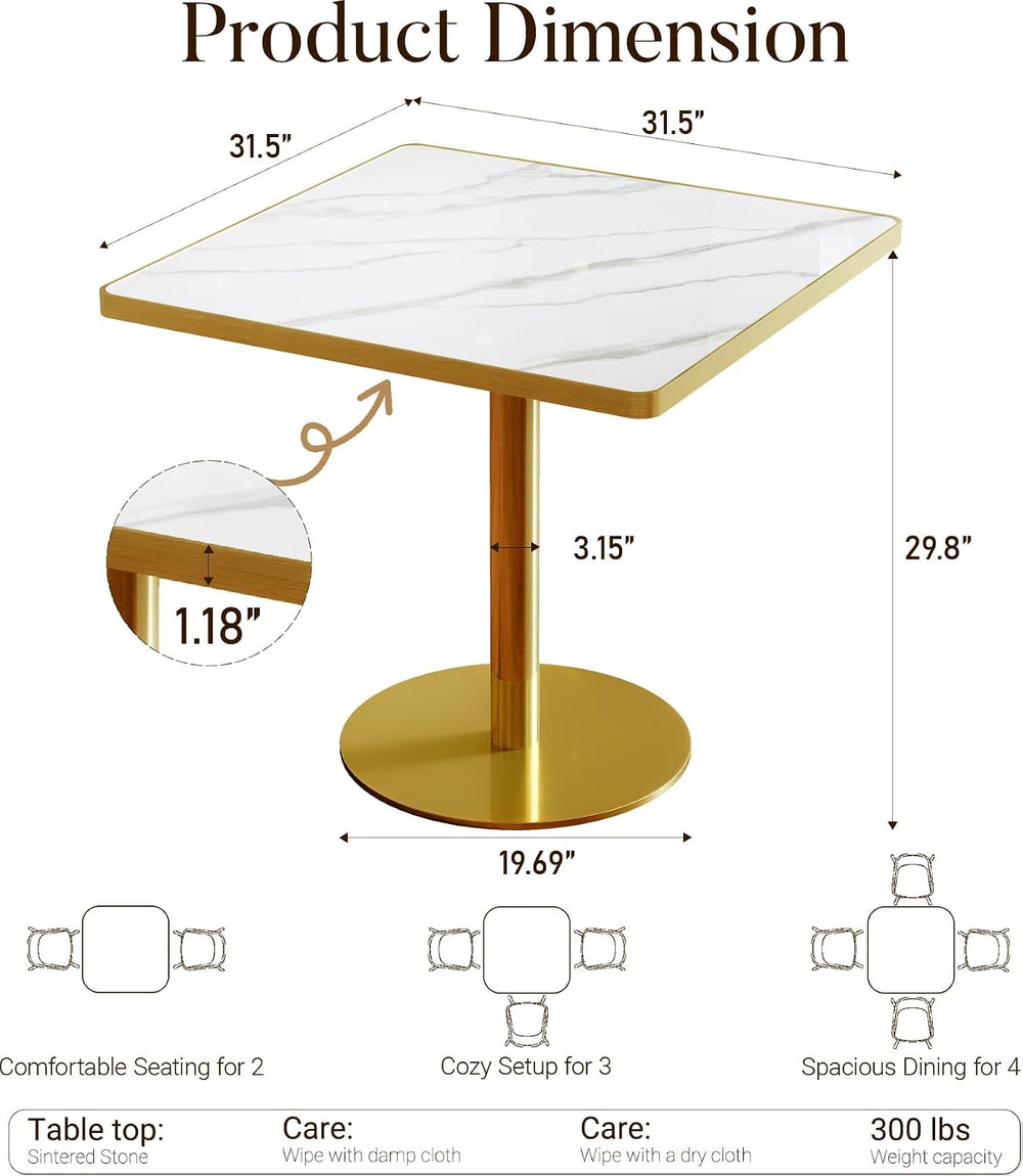 31.5" Square Dining Table, Square Restaurant Table with 1.2" Thick ...