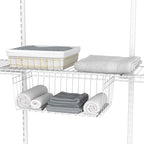 ClosetMaid ShelfTrack Wire Closet Organizer System Adjustable from 7 to 10 Ft, with Shelves, Clothes & Wire Hanging Shelf Basket for Storage, Organization in Closet or Pantry