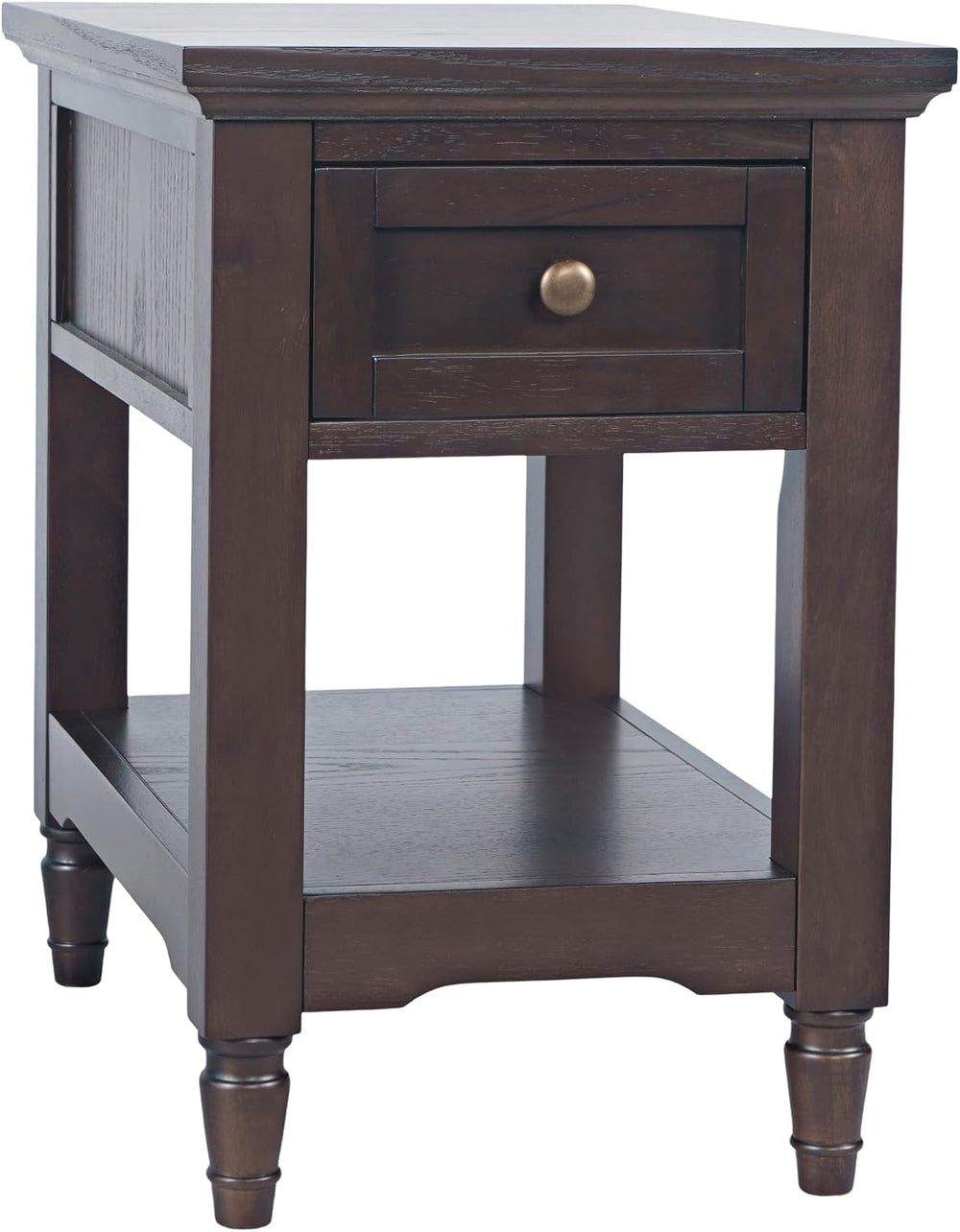 Brentwood Modern Transitional Chairside End Table with Drawer and Storage She...