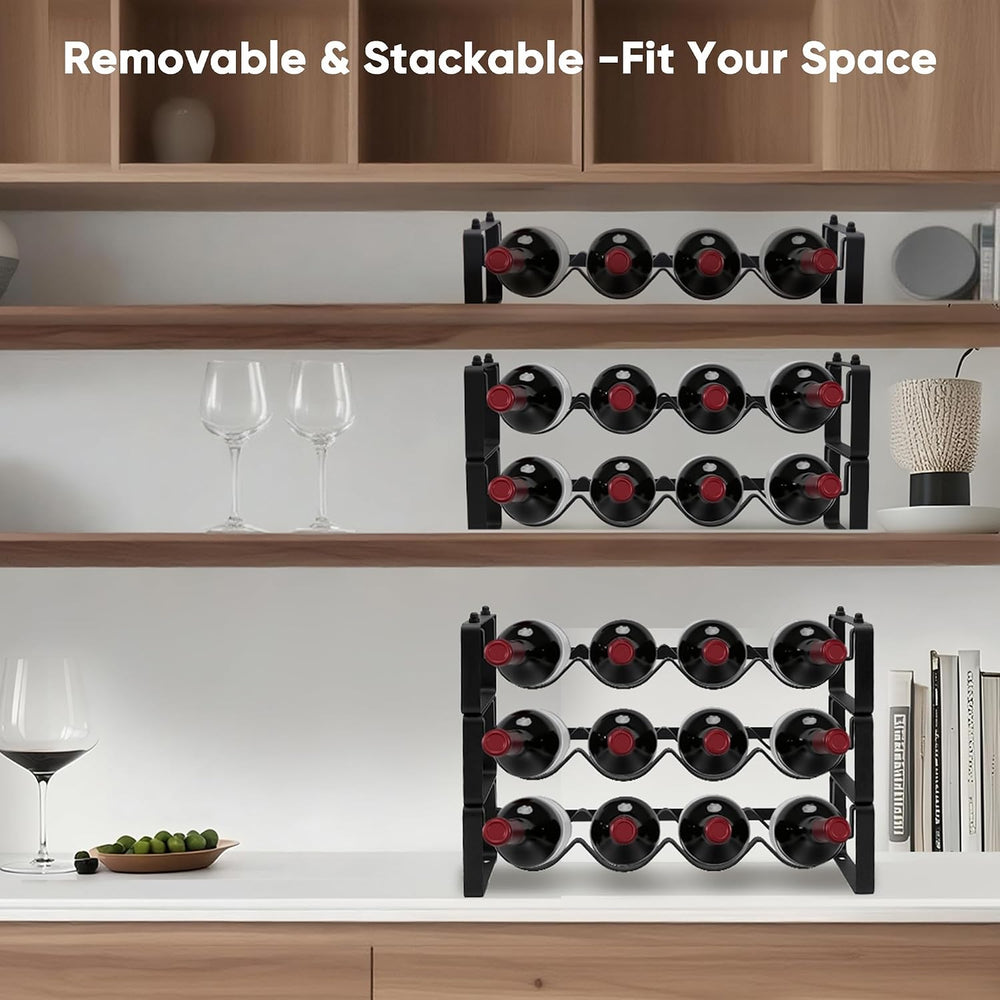 Wine Rack for Countertop – Stackable Freestanding Bottle Organizer for Kitche...