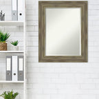 Amanti Art Grey Wall Mirror 30x24 Alexandria Greywash Rectangle Bathroom Mirror for Wall Decor Living Room, Medium Country Rustic Wood Frame, Hangs Horizonally and Vertically, Bathroom Decor, Beveled
