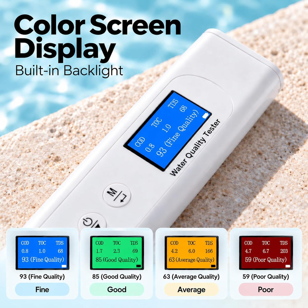 Water Quality Tester for Drinking Water, Portable 6-in-1 TDS Meter TOC, COD, ...