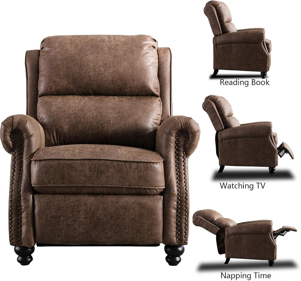 CANMOV Pushback Recliner Chair Faux Leather Armchair Push Back Recliner with ...