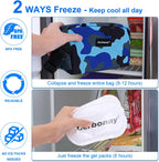 Cerbonny Small Insulated Cooler Bag, Freezable Lunch Bag for Work School Travel, 2.2L, Blue Camo