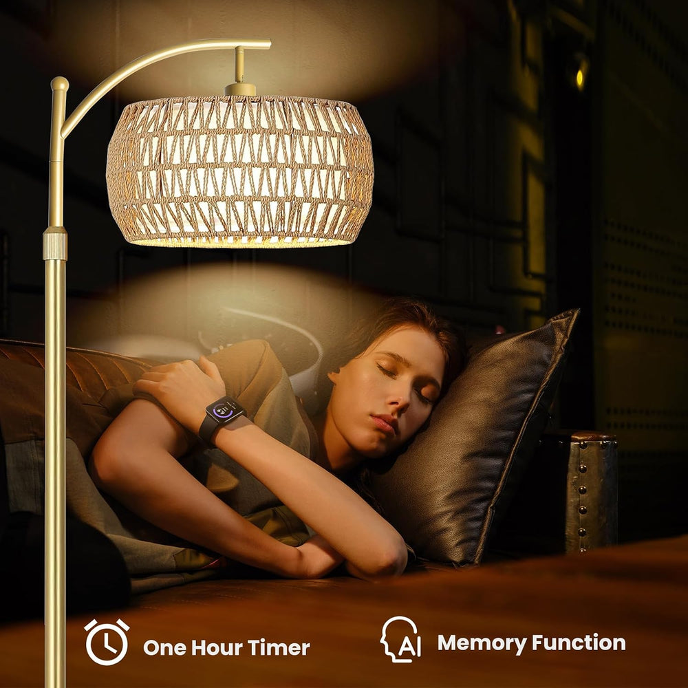 Yusist Arc Floor Lamp for Living Room,Farmhouse Floor Lamps with Remote Contr...