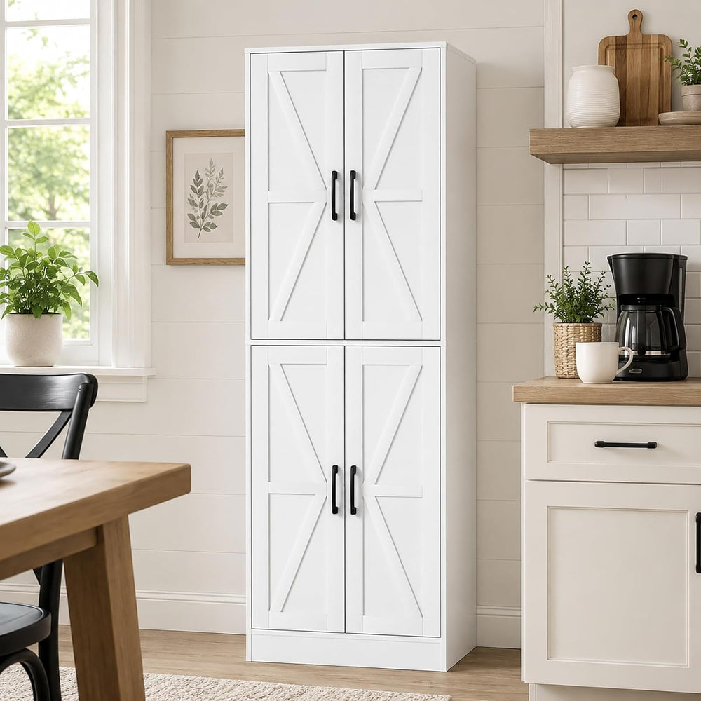 Kitchen Pantry Storage Cabinet, 68" Tall White Food Pantry Cabinet with ...