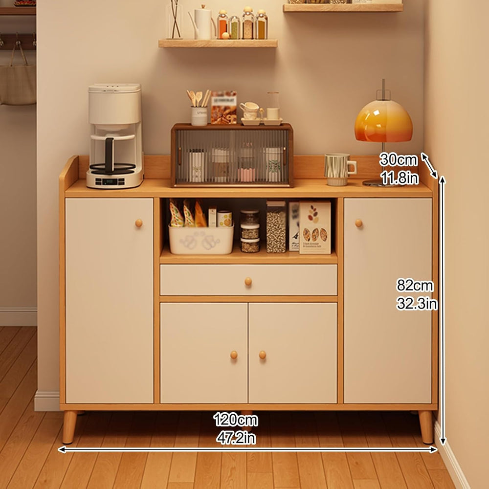 Kitchen Pantry Storage Cabinet with 4 Doors and Adjustable Shelves, Pantry St...