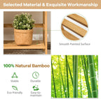 Giantex Ladder Shelf, 4 Tier Bamboo Ladder Bookshelf, 48’’ Tall Freestanding Bookcase Storage Rack Plant Stand for Living Room, Balcony, Office, Bedroom, Farmhouse Wooden Ladder Bookshelf, Natural