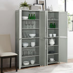 HomeStock Pantry Cabinet - 2 Piece Storage Organizer with Doors - 56 Wide - Gray
