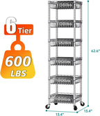 SINGAYE Shelf Storage Wire Shelving：Shelves Rack Standing Units with Wheels Closet Organizers Metal Pantry Kitchen Laundry Room Adjustable 13.5" D x 13.5" W x 63" H Silver
