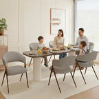 Dining Room Chairs Set of 4, Upholstered Dining Room Chairs, Mid Century Fabric Kitchen Chairs with Curved Backrest and Metal Legs, Taupe