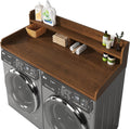 2-Tier Washer and Dryer Countertop with 2.75" H Guard,54" W x 27.5" D Laundry Countertop Cover with Non-Slip Pad,Large Space Laundry Topper for Folding Clothes Over Washer and Dryer-Brown