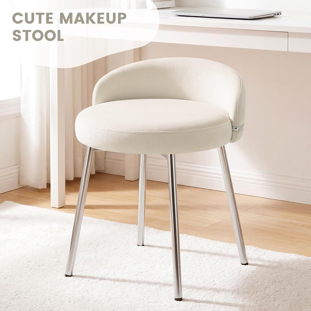 Velvet Vanity Chair with Silver Legs, Cute Makeup Desk Chair for Small Space,...