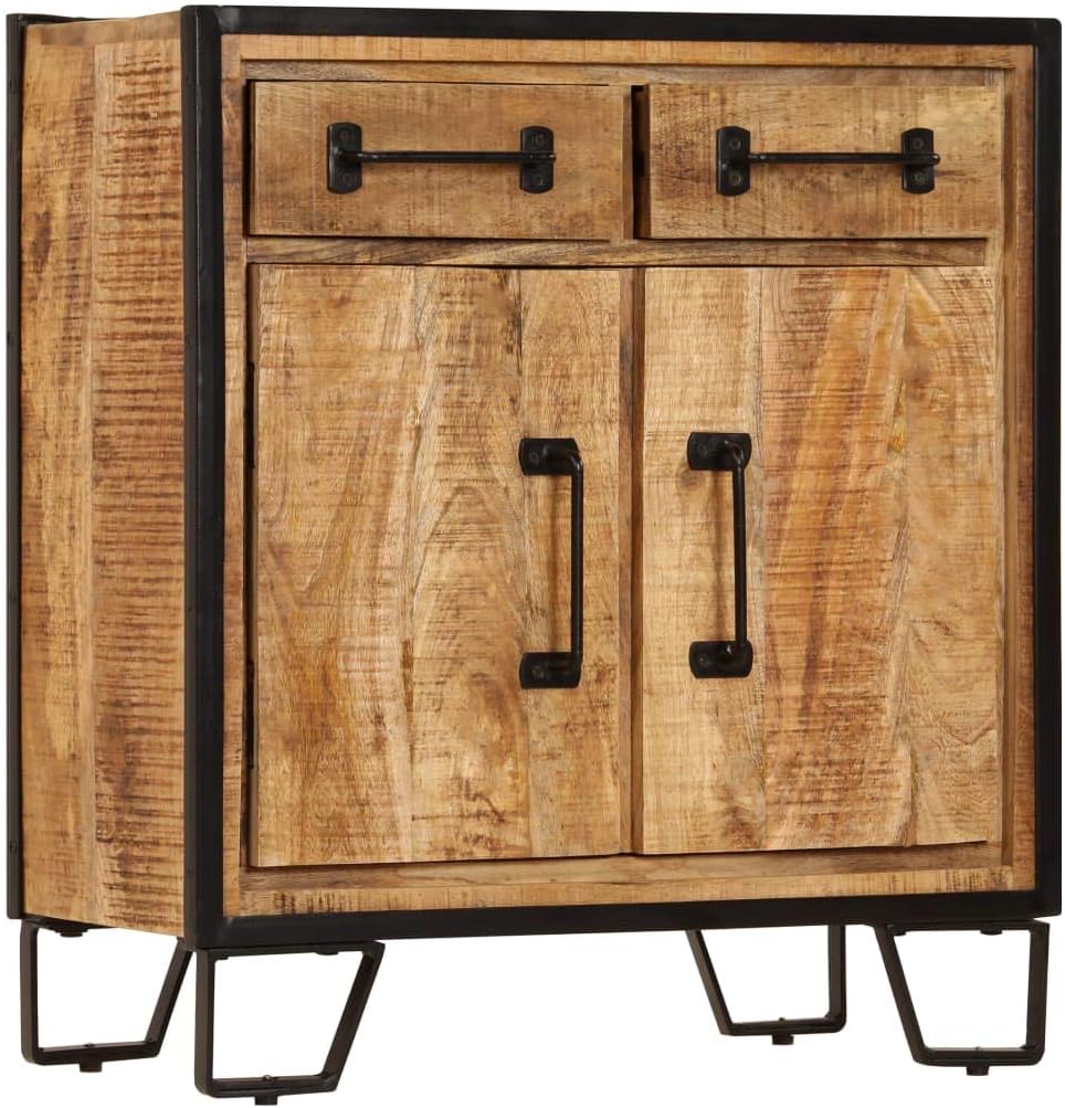 Rustic Solid Mango Wood Sideboard Cabinet 25.6 x 11.8 x 27.6 Inches, Unique G...
