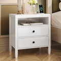 Huuger Nightstand with Charging Station, White Nightstand with 2 Drawers, Bed Side Table for Bedroom, Bedside Table with Storage, Modern Nightstands, Metal Knobs, Painted Surface
