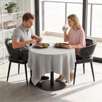Modern Dining Chairs Set of 6, Upholstered Faux Leather Kitchen Side Chairs with Curved Open Back, Elegant Decorative Stitching, Easy Assembly for Dining Room, Restaurant, Cafe, Vintage Black