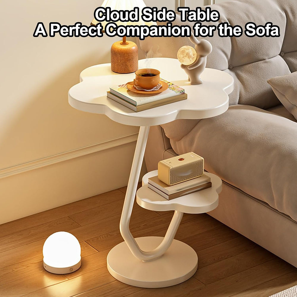 Flower-Shaped Side Table, 2 Layers End Table for Sofa, Nightstand, mesa Auxil...