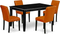 East West Furniture DUAB5-BLK-61 5 Piece Dining Table Set for 4 Includes a Rectangle Kitchen Table and 4 Baked Bean Faux Leather Parsons Dining Chairs, 36x60 Inch, Black