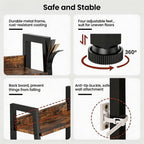 5 Tier Ladder Bookshelf Ladder Shelf, Rustic Bookcase Storage Rack Organizer with Removable Drawer, Wood Metal Freestanding Storage Shelf for Living Room, Home Office, Bedroom, Brown | Wood metal freestanding storage rack organizer for living room