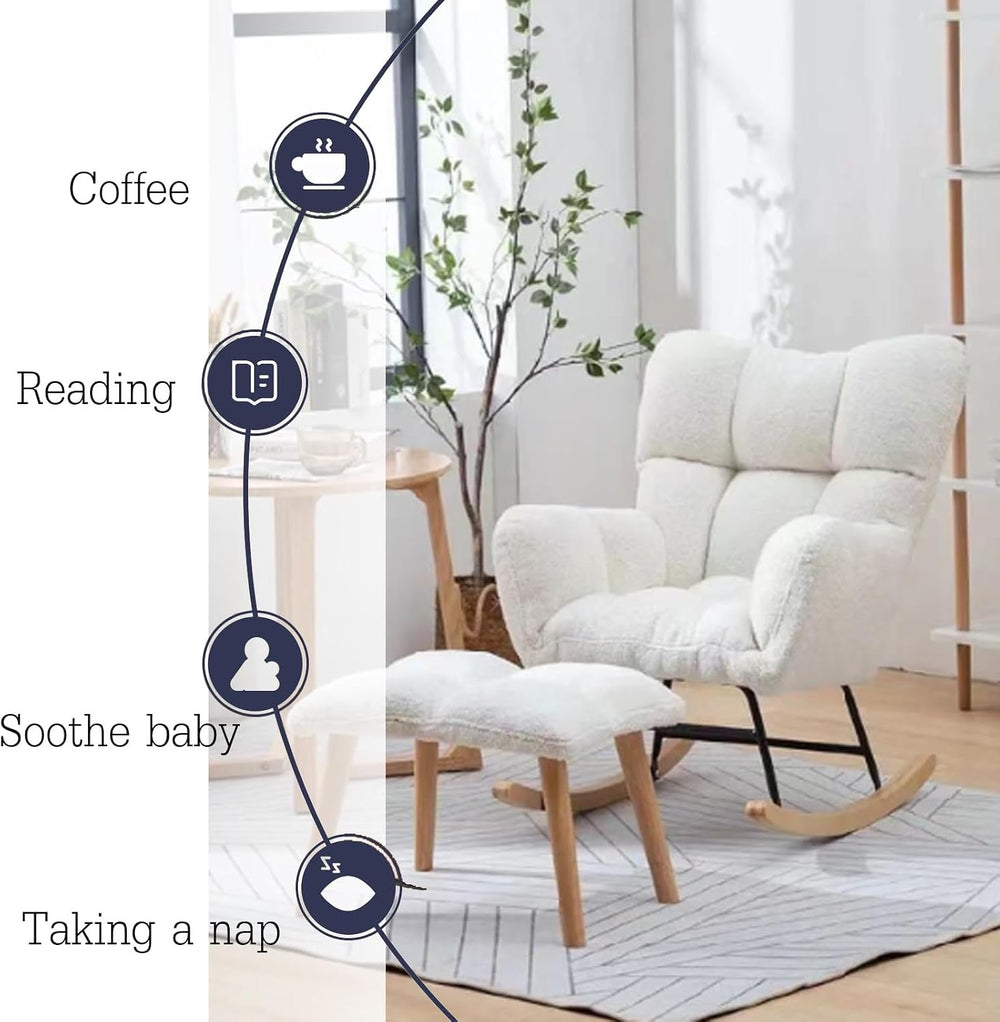 Modern Indoor Bedroom Rocking Chair with Cushion, Indoor Bedroom Upholstered ...