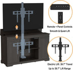 GDLF Hidden Motorized TV Lift Cabinet for 55-65 Inch TVs, Walnut | Remote control operation raises or lowers the screen, while interior compartments organize media devices and accessories