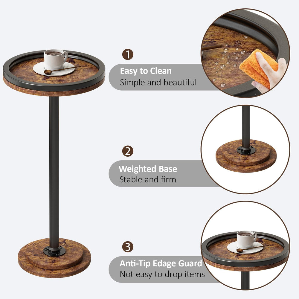 LINGMI Small Side Table, Round Martini Drink Table for Small Spaces, Modern A...
