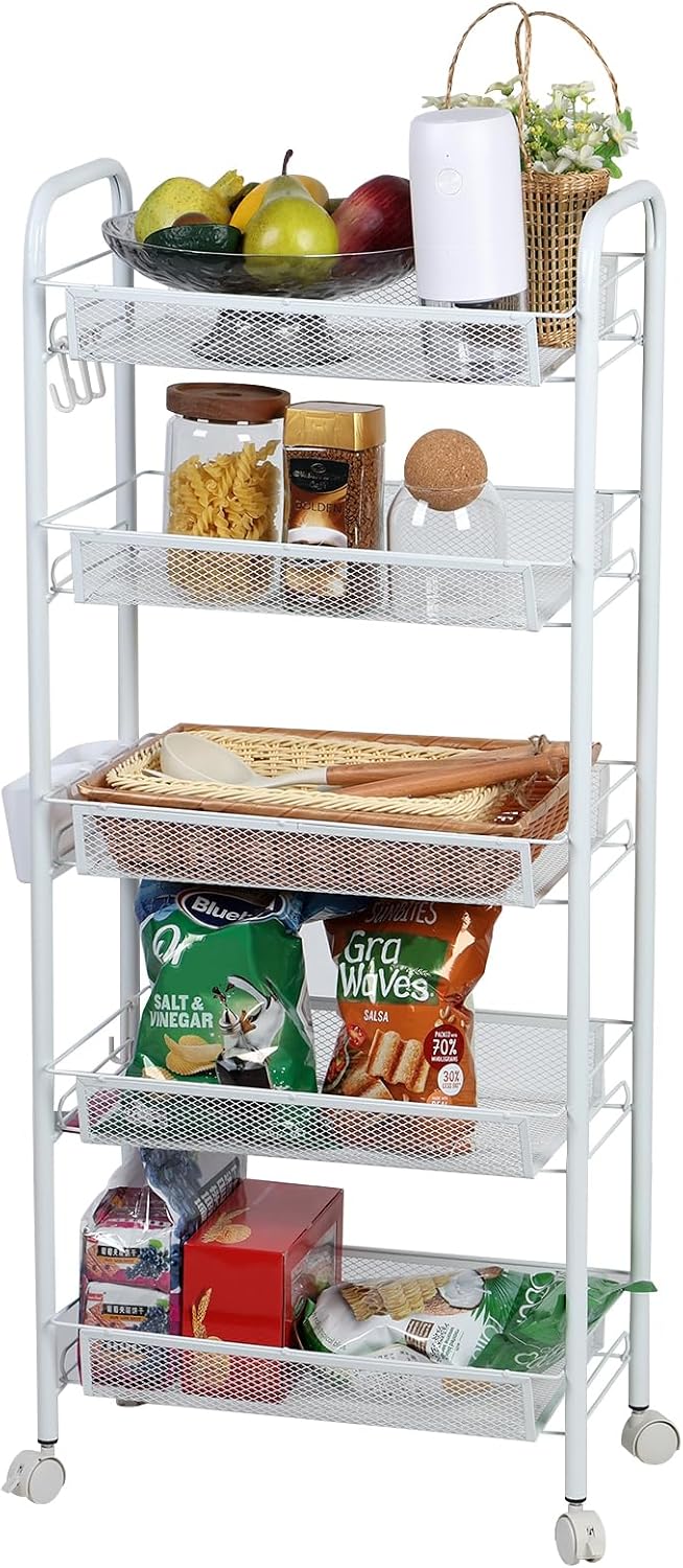 Fruit Vegetable Storage Basket, 3/4/5 Tier Stackable Metal Mesh Storage Baske...