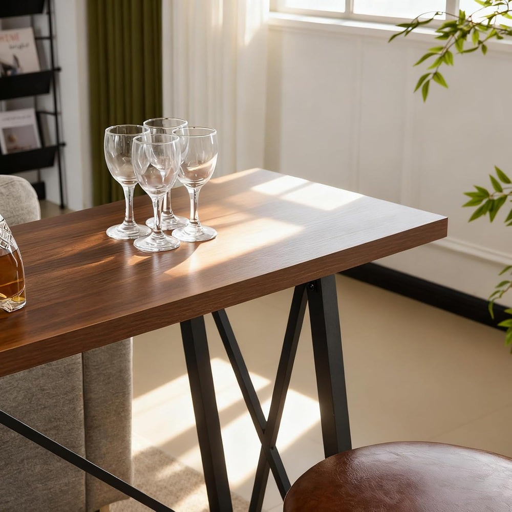 Karl home 83.8" Bar Table and Chairs Set, Sofa Table with 4 PU Stools, H...