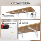 Wall Mounted Folding Table 47.2”L x 19.7”W, Laundry Folding Table with Heavy Duty Metal Collapsible Shelf Brackets, Wall Mounted Desk Fold Down for Small Spaces, Wood Color
