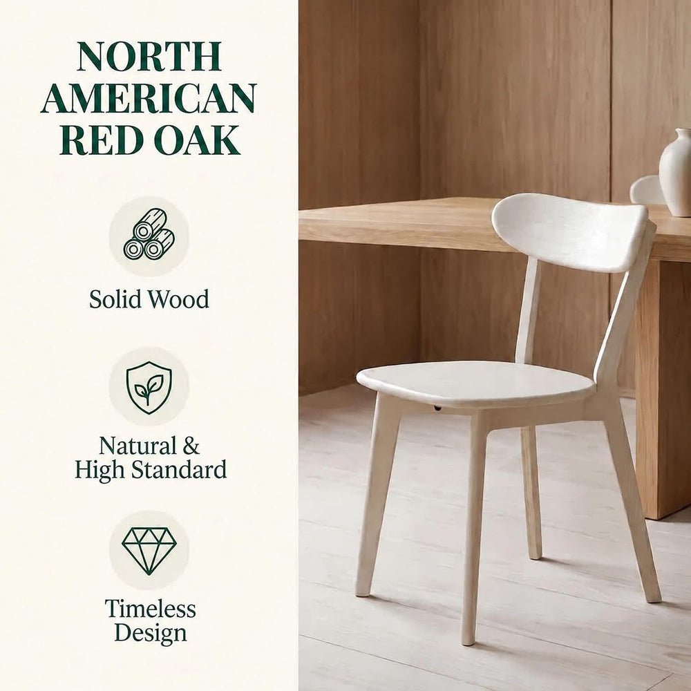 Oak Dining Chairs, Kitchen Chairs, 100% Solid Wood Modern Dinner Chair with C...
