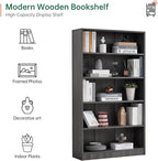 NicBex 59.8“ Heavy Dute Wood Bookcase with Adjustable Shelves, Modern Manga Bookshelf for Living Room, Office, Small Spaces, Manga and Book Shelves Storage, Tip-Over Resistant, 33" Wide Grey