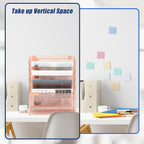 EASEPRES Desk File Organizer Mesh 6-Tier, Hanging Wall Mount Document Organization Stand, Desktop Vertical Mail Paper Folder Holder Rack with Bottom Tray for Office Home Cubicle Countertop, Rose Gold