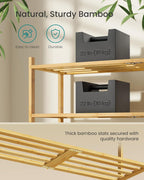 SONGMICS Bamboo Shoe Rack for Closet, Stackable Shoe Oragnizer with Modular Structure, Space-Saving Free Standing Shelf for Entryway Bedroom, 3-Tier, Holds 12-16 Pairs, Natural Color ULBS053YL01
