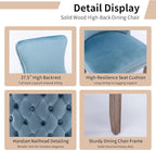 Modern Dining Chairs Set of 4, Upholstered Dining Chair with Full Back and Button Tufting, Blue Velvet Accent Chair, Sillas de Comedor, 4 Dining Chairs (Light Blue, Velvet, 4Pcs)