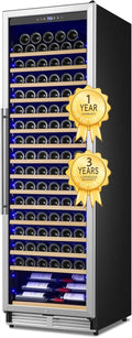Upgraded 24 Inch Wine Cooler Refrigerator, 190 Bottles Wine Fridge with Professional Temperature Control System, Freestanding or Built-in installation, Quiet Operation