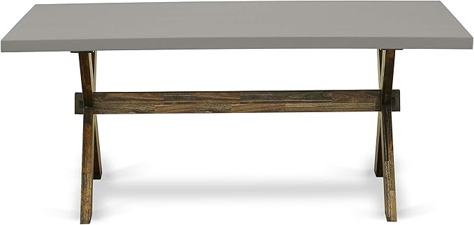 East West Furniture X797FL716-5 5 Piece Dining Table Set for 4 Includes a Rectangle Kitchen Table with X-Legs and 4 Dark Khaki Linen Fabric Parson Dining Chairs, 40x72 Inch, Multi-Color