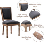 Nrizc Farmhouse Dining Room Chairs Set of 6, French Dining Chairs with Square Back, Brown Wood Legs, French Bistro Chairs for Dining Room/Living Room/Kitchen/Restaurant