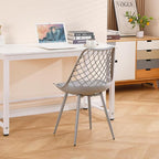 Mid Century Plastic Dining Chair Set of 4 - Padded Tulip Chairs for Kitchen Living Room Mesh Design - Simple Modern Side Chair with PU Cushion for Indoor Outdoor Bistro Patio Cafes -Gray