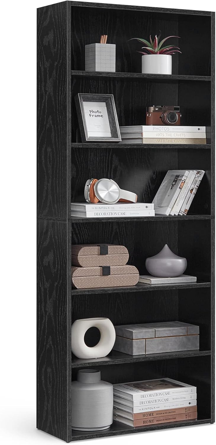 VASAGLE Bookshelf, 23.6 Inches Wide, 6-Tier Open Bookcase with Adjustable Sto...