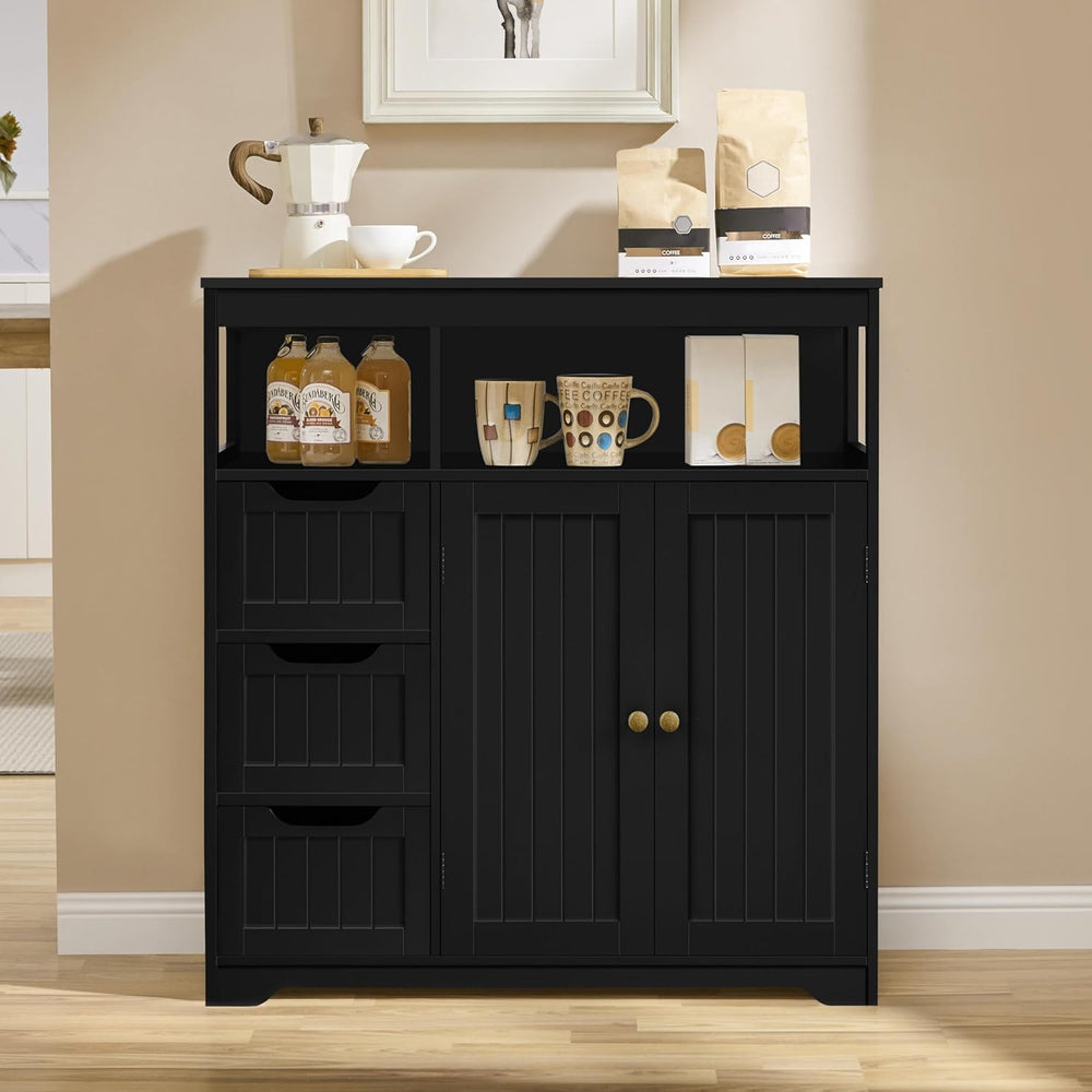 Yaheetech Bathroom Storage Cabinet, Wide Floor Cabinet with 3 Drawers and 2 D...
