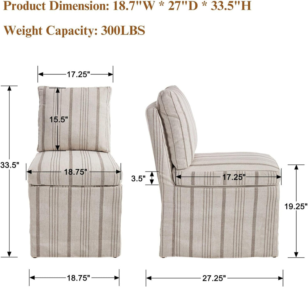 Upholstered Dining Chairs Set of 6 Slipcovered Armless Dining Chair with Soli...