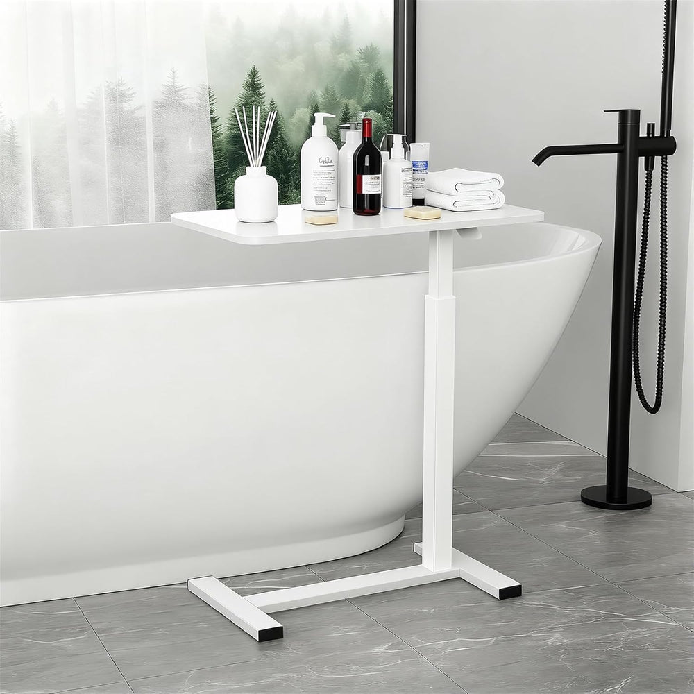 Pneumatic Adjustable Height C-Shaped End Table,Slides Under Furniture, Hospit...